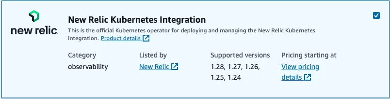 A screenshot showing K8s operator in AWS Marketplace