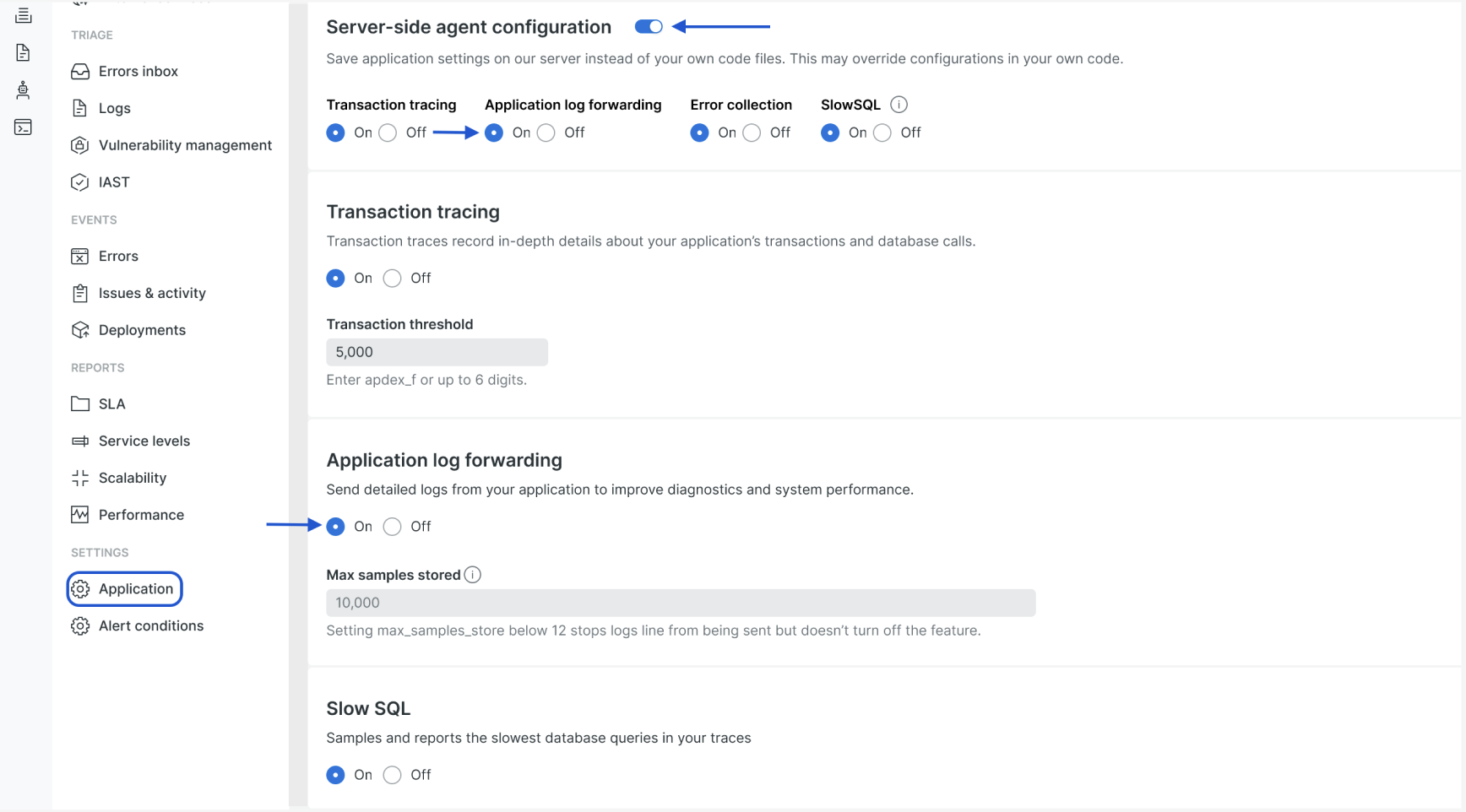 Java application settings